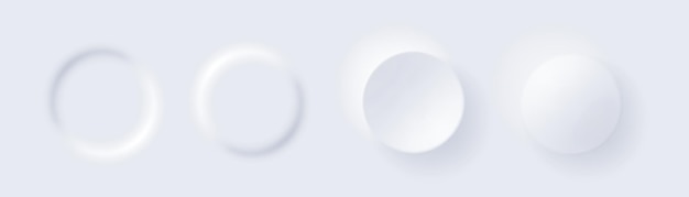 Ensemble de boutons ronds de neumorphisme. Éléments créatifs pour une conception d'interface utilisateur minimale. Illustration vectorielle.
