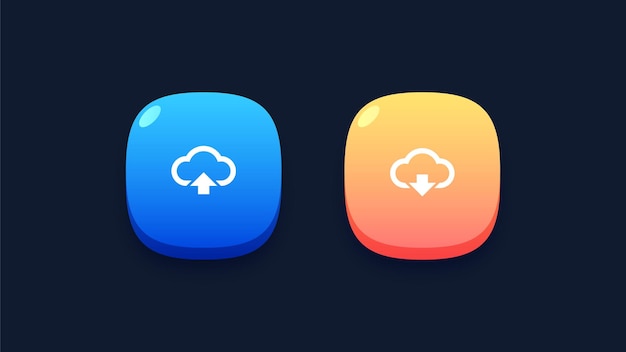 Ensemble De Boutons De Téléchargement Et De Téléchargement