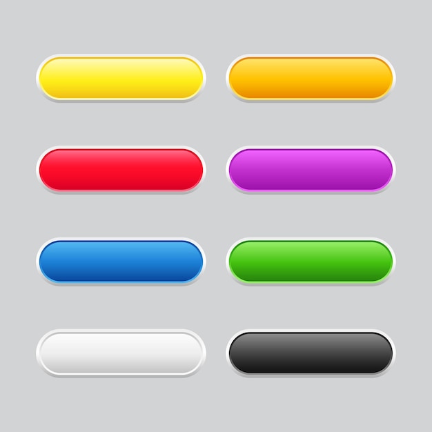 Un ensemble de boutons vides colorés pour les interfaces d'applications de conception Web et la personnalisation de l'interaction utilisateur