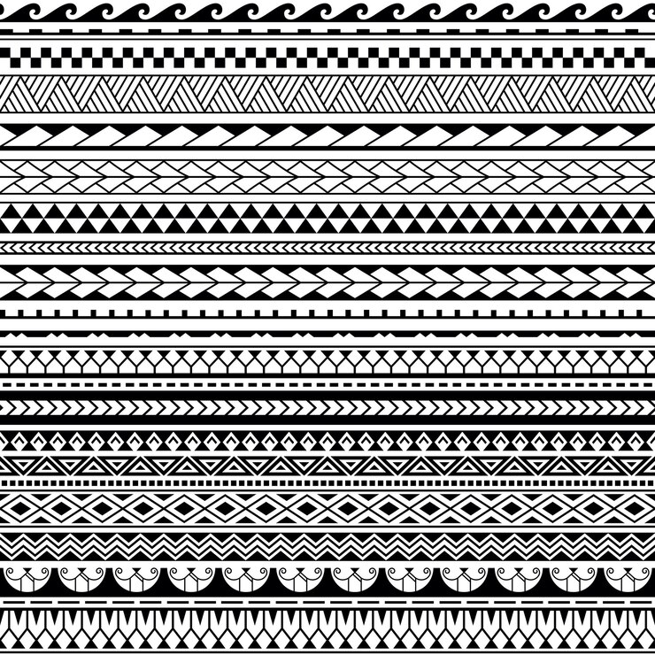 Vecteur un ensemble de bracelets de ligne de tatouage maori polynésiens ornements traditionnels bordure manche tribale