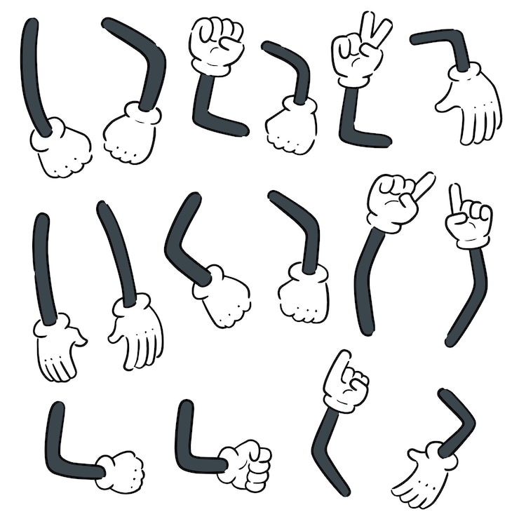 Vecteur ensemble de bras de dessin animé
