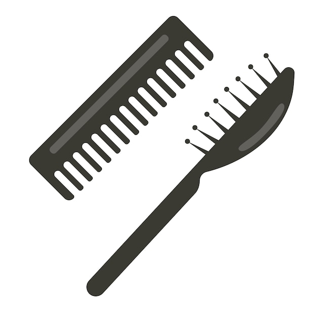 Ensemble de brosses à cheveux gris sur fond blanc