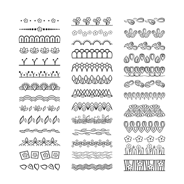 Ensemble de brosses à motif de fleurs d'art en ligne simple