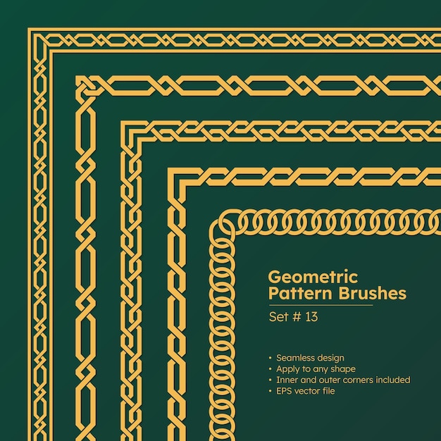 Vecteur ensemble de brosses à motifs conception de frontières géométriques grecques