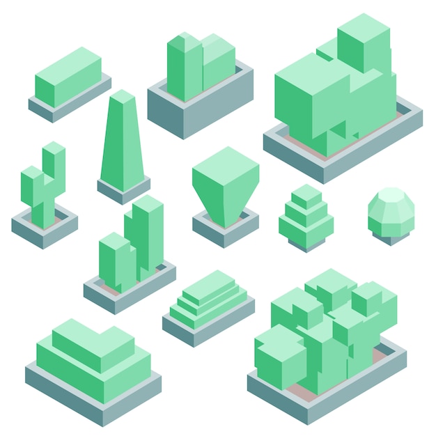 Vecteur ensemble de buissons isométriques. vecteur isolé