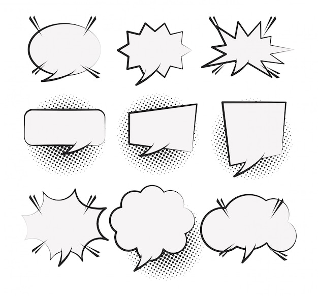 Ensemble de bulles de bande dessinée pop art