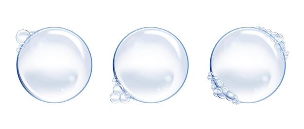 Ensemble De Bulles D'eau De Savon Vectorielles éléments De Conception Réalistes Isolés Transparents Peut être Utilisé Avec N'importe Quel Arrière-plan