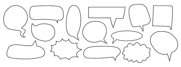 Ensemble de bulles de parole illustration vectorielle isolée sur fond blanc style Doodle croquis dessinés à la main