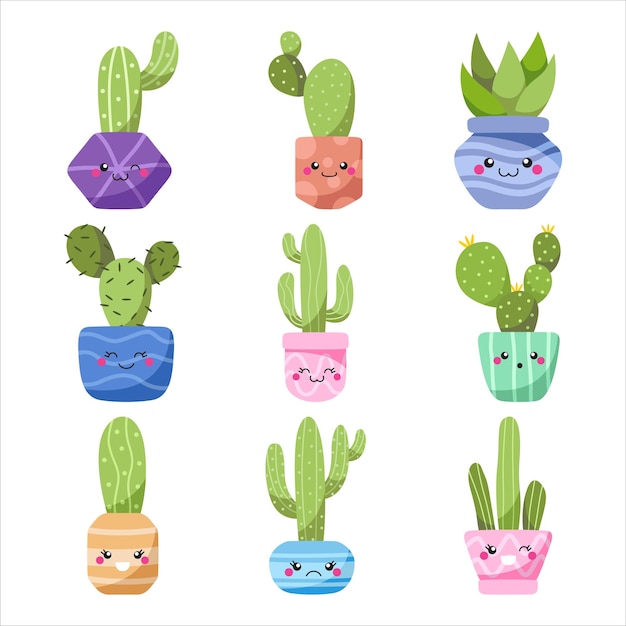 Ensemble De Cactus Kawaii