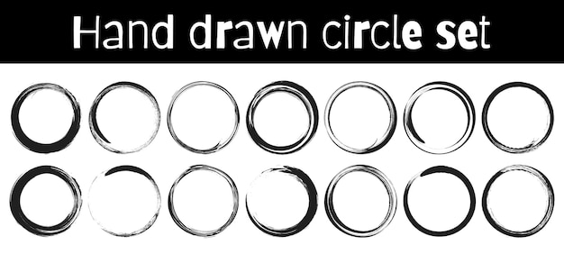 Ensemble de cadre de croquis de cercle dessiné à la main sur fond blanc Éléments de conception conceptuelle Style Doodle Illustration vectorielle