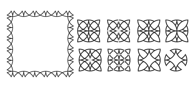 Ensemble et cadre de motifs géométriques ronds. Mandala, ornements orientaux