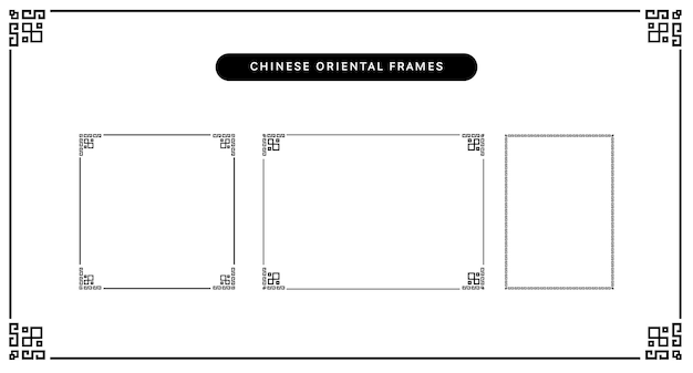 Ensemble de cadre oriental chinois ou conception de bordure Éléments de mise en page de modèle élégant pour carte de voeux ou arrière-plan Illustration vectorielle graphique de motif d'étiquette