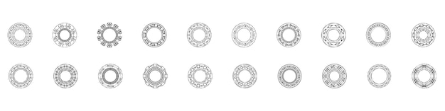 Ensemble De Cadres De Cercle Graphique Vectoriel. Couronnes Pour La Conception, Cadre De Cercle De Couronne Sur Fond Blanc