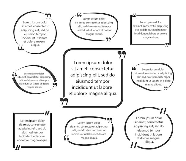 Ensemble De Cadres De Citation Avec Guillemets. Modèles Vides Pour Le Texte.