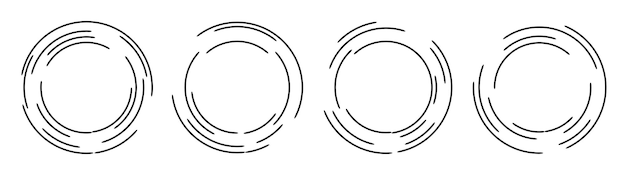 Ensemble de cadres de croquis de cercles dessinés à la main.