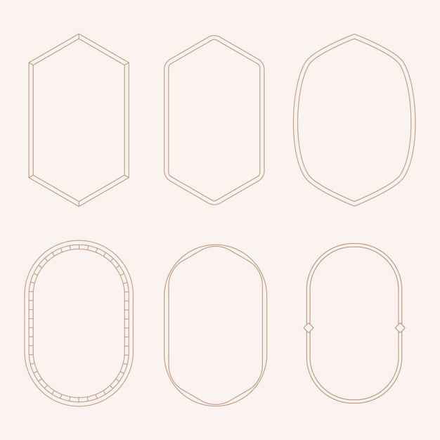 Ensemble de cadres décoratifs pour logos et étiquettes. Définissez des modèles dans un style minimal linéaire à la mode.
