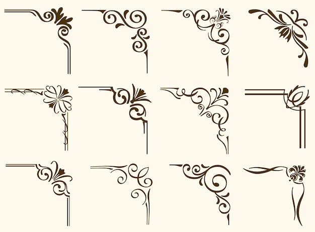 ensemble de cadres décoratifs vintage ou d'ornements rectangulaires vintage ou de cadres calligraphiques de style rétro