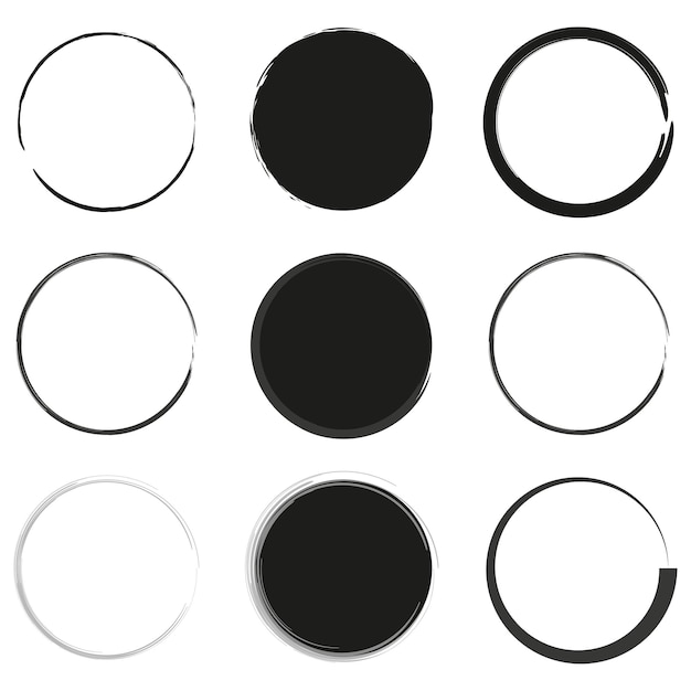 Vecteur ensemble de cadres d'encre à pinceau de cercle grunge illustration vectorielle eps 10