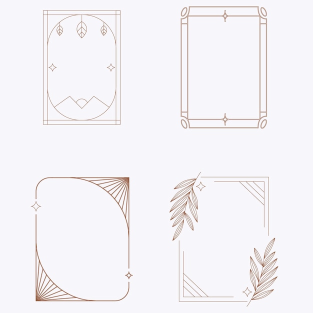 Ensemble de cadres d'étoiles élément d'arc avec vecteur d'ornement linéaire ensemble décoratif minimal de bordure rétro