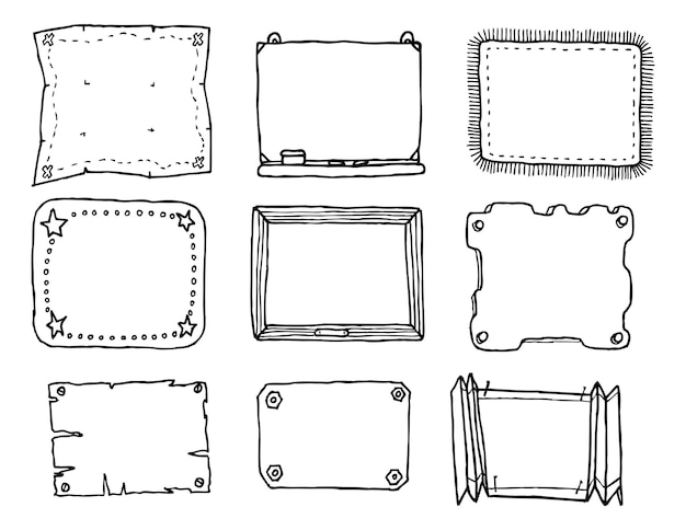 Ensemble de cadres vectoriels dessinés à la main