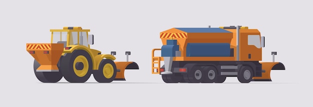 Tracteur De Déneigement. Déneigement. épandeur De Sel. Illustration