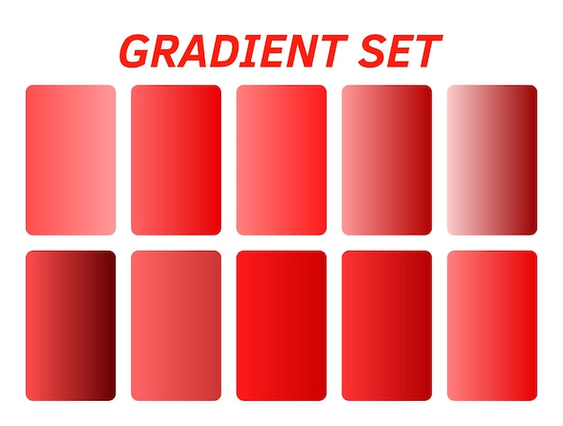 un ensemble de carrés rouges avec le mot gradient sur eux