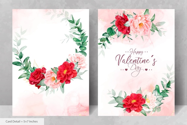 Ensemble de cartes d'invitation de mariage aquarelle romantique avec fleurs et feuilles marron