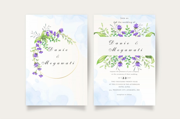 Ensemble De Cartes D'invitation De Mariage Floral Magnifique