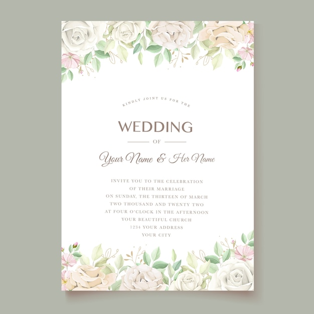 Ensemble De Cartes D'invitation De Mariage Floral Vert Tendre