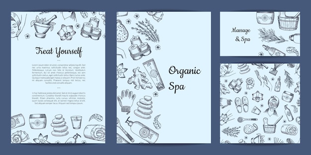 Ensemble de cartes ou modèle de flyer avec thème spa