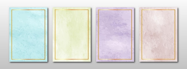 Ensemble de cartes peintes à la main minimalistes. Fond de texture aquarelle.