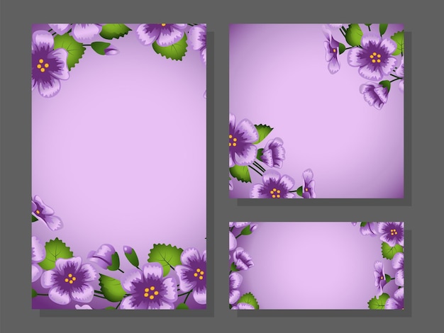 Un ensemble de cartes postales de jolies fleurs violettes