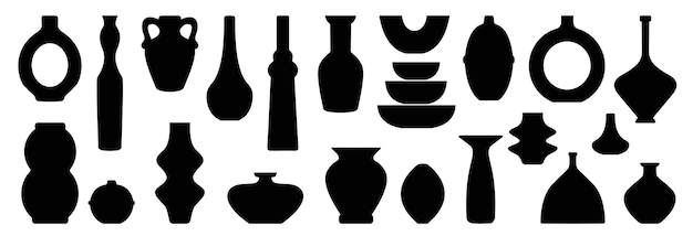 Ensemble De Céramiques Modernes, Vases De Différentes Formes.