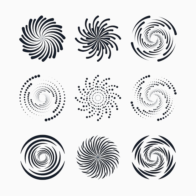 Ensemble de cercle en spirale design plat
