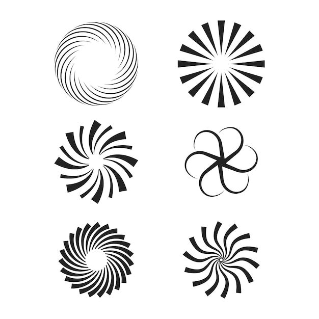 Vecteur ensemble de cercle en spirale design plat