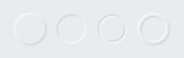 Ensemble de cercles neumorphiques Différentes formes 3d Éléments Web Conception 3d