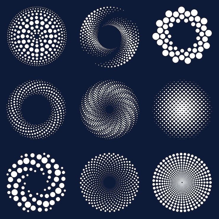 Vecteur ensemble de cercles de points abstraits avec des tourbillons différents