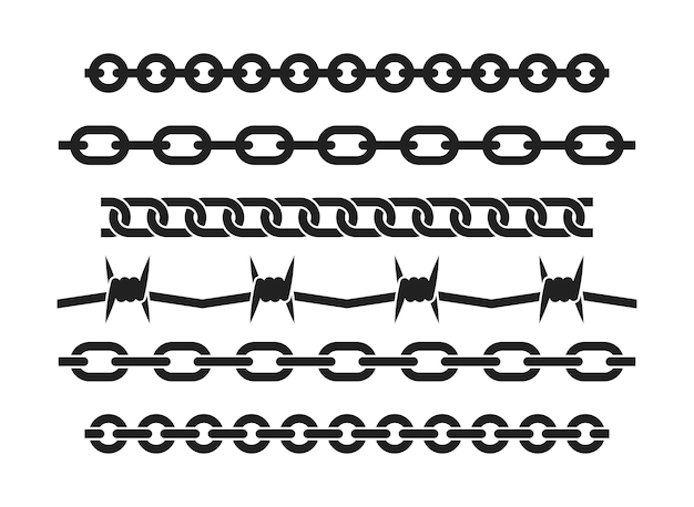 Vecteur ensemble de chaînes différentes chaînes sans soudure vecteur eps 10