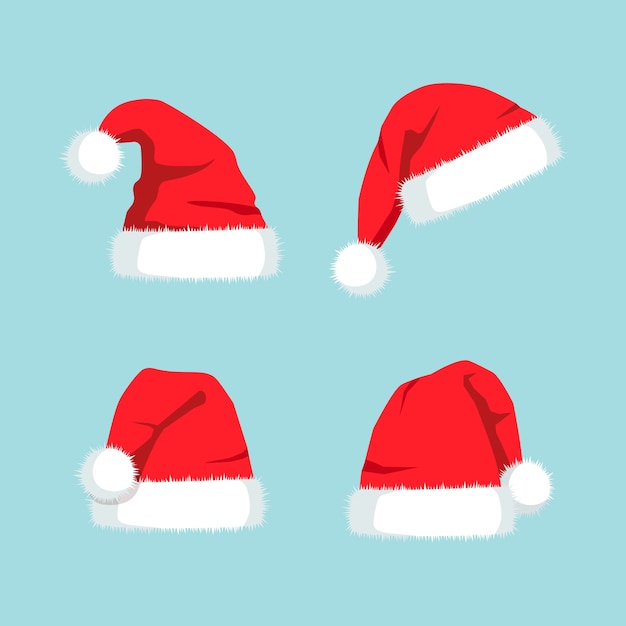 Ensemble de chapeau de père Noël. Bonnet rouge pour la célébration de Noël.