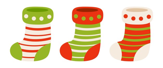 Ensemble de chaussettes de Noël dans un style plat isolé