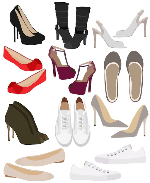 Vecteur ensemble de chaussures pour femmes