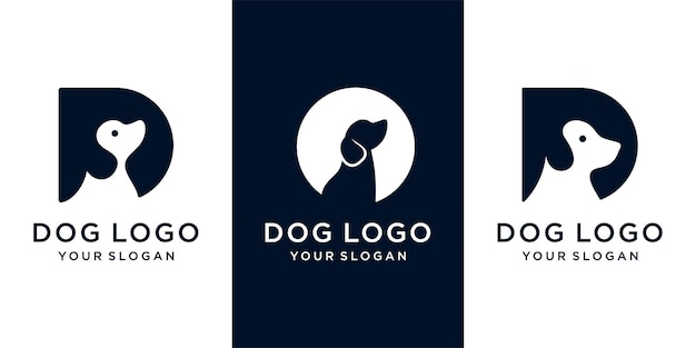 Ensemble de chien dans la lettre D modèle de conception de l'icône du logo vector