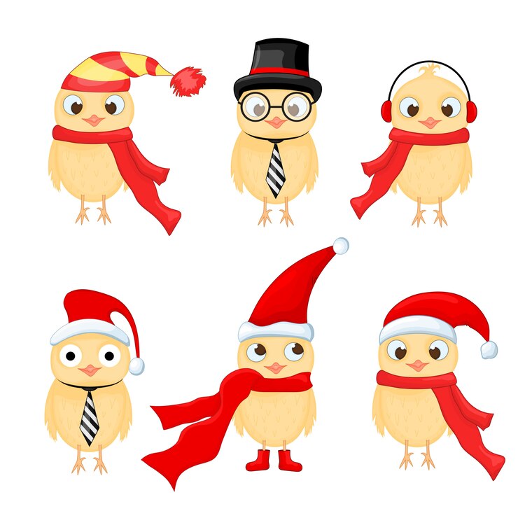 ensemble de chouettes de Noël avec diverses émotions