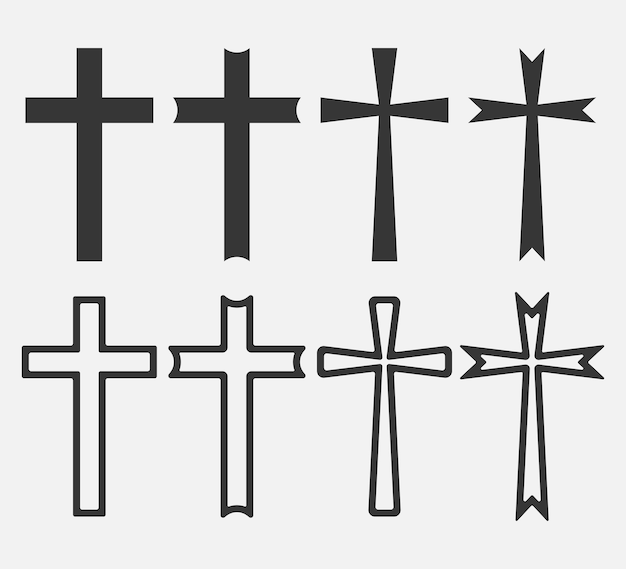 Ensemble De Christian Cross Icon Logo App Ui Vector Illustration