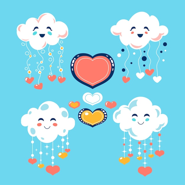 Vecteur ensemble de chuva de amor signifiant love rain