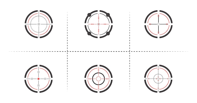 Ensemble de cible et de ciblage et de visée Illustration vectorielle créative de l'ensemble d'icônes de réticule isolé sur fond blanc