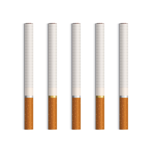 Ensemble de cigarettes isolé sur fond blanc