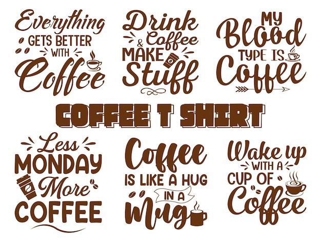 Vecteur ensemble de citations de café de typographie pour tasse et t-shirt