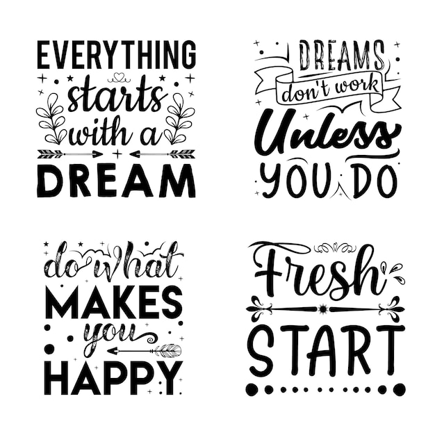 Ensemble de citations de motivation retro vintage