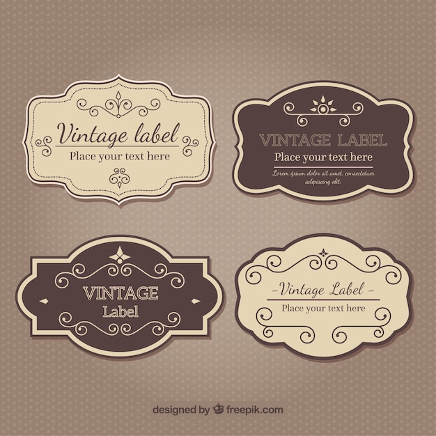 Vecteur ensemble classique de badges de mariage vintage